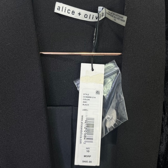 NEW Alice + Olivia Macey Crushed Velvet Blazer Black Size 10 - Picture 6 of 8